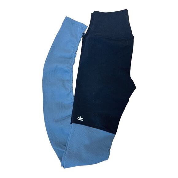 Alo Black Grey Athletic Ribbed Leggings Women's Size S NWOT - Picture 3 of 6